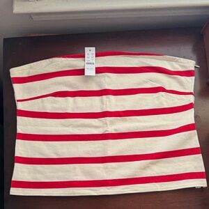 JCrew NWT Red and White Striped Tube Top